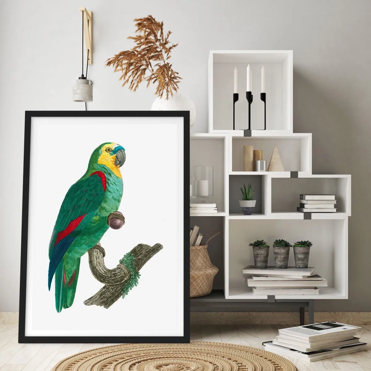 Plakat i sort ramme - Papegøjeportræt - 50x70cm - Papegøjeportræt - Moderne vægdekoration til stue og soveværelse ARTTOR
