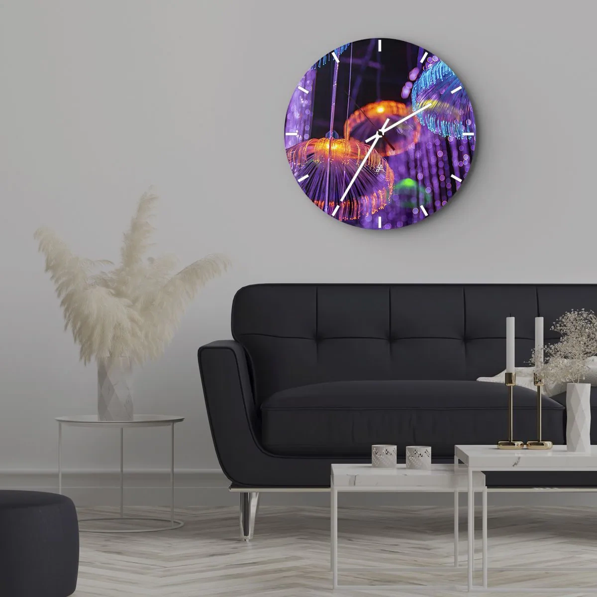 Vægur, Uret - Lysende springvand - 30x30 cm