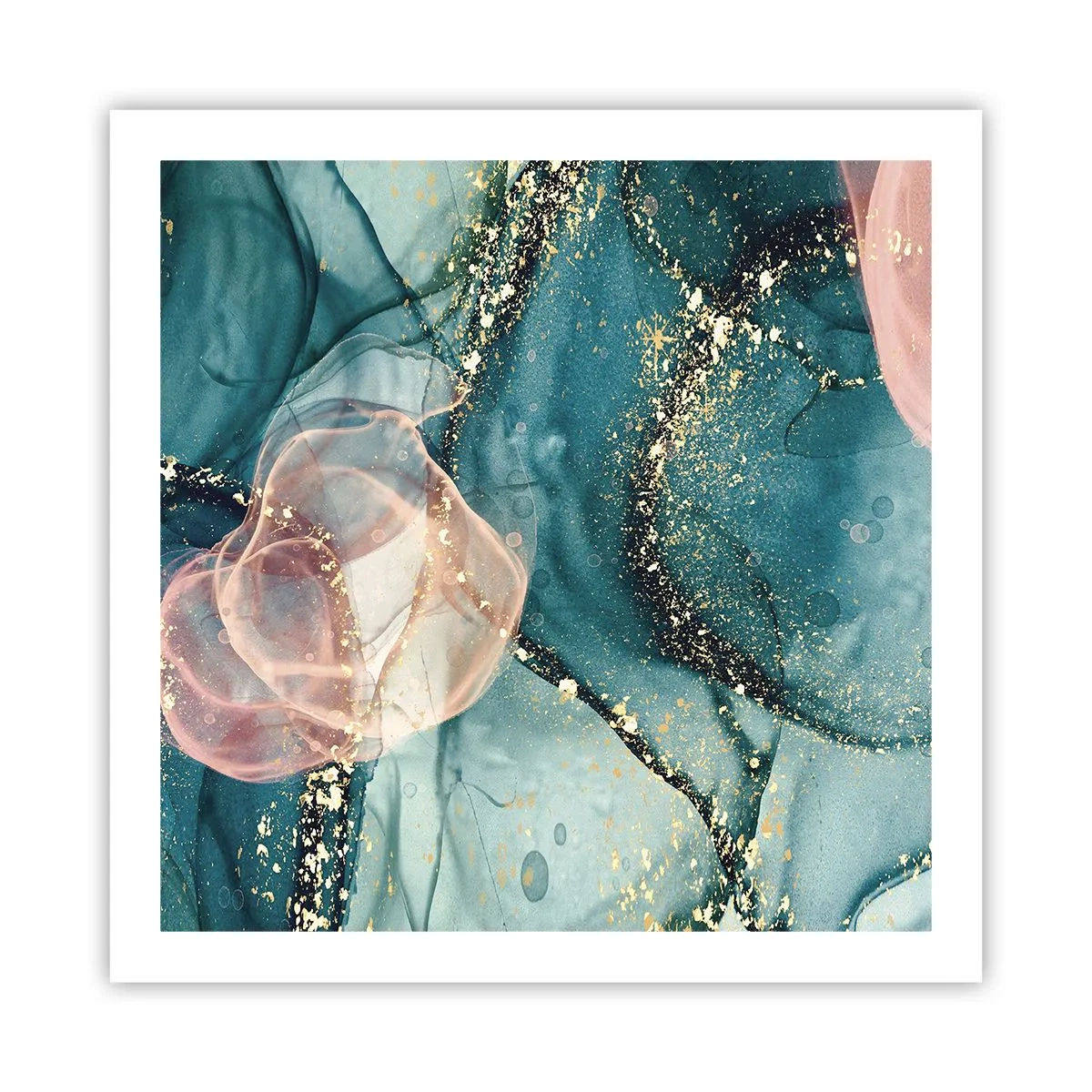 Plakat - Silkeblå, tyl lyserød - 60x60 cm