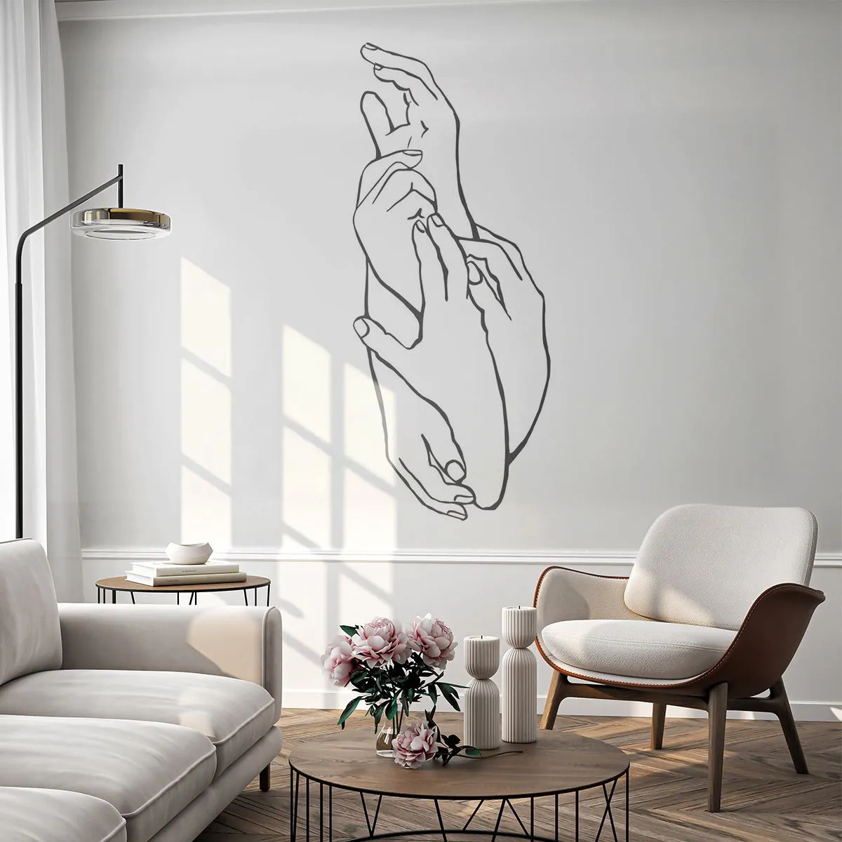 Fototapet på mål Premium Sand - God berøring - Hænder, Linje, Minimalisme