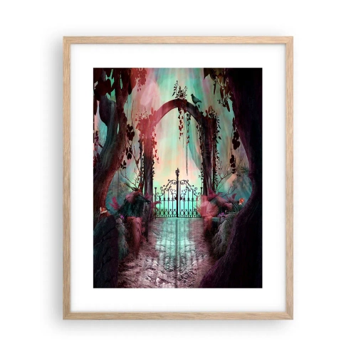 Plakat i ramme af lyst egetræ - Hemmelig have - 40x50 cm
