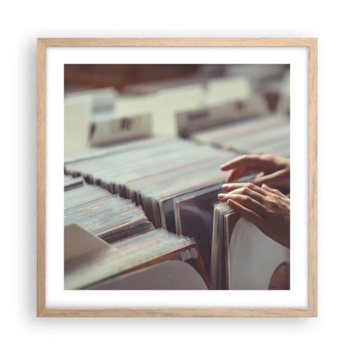 Plakat i ramme af lyst egetræ - På jagt efter følelser - 50x50 cm