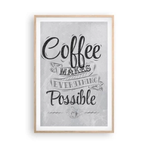 Plakat i ramme af lyst egetræ - Hvordan man ikke elsker kaffe - 61x91 cm