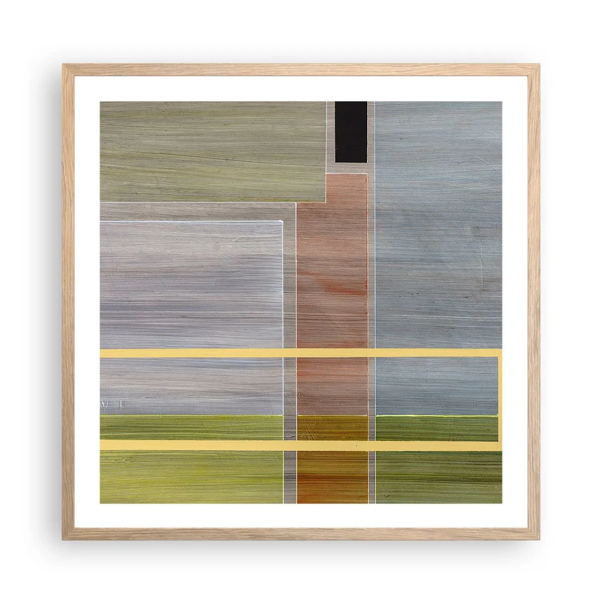 Plakat i ramme af lyst egetræ - Lige og rolig - 60x60 cm