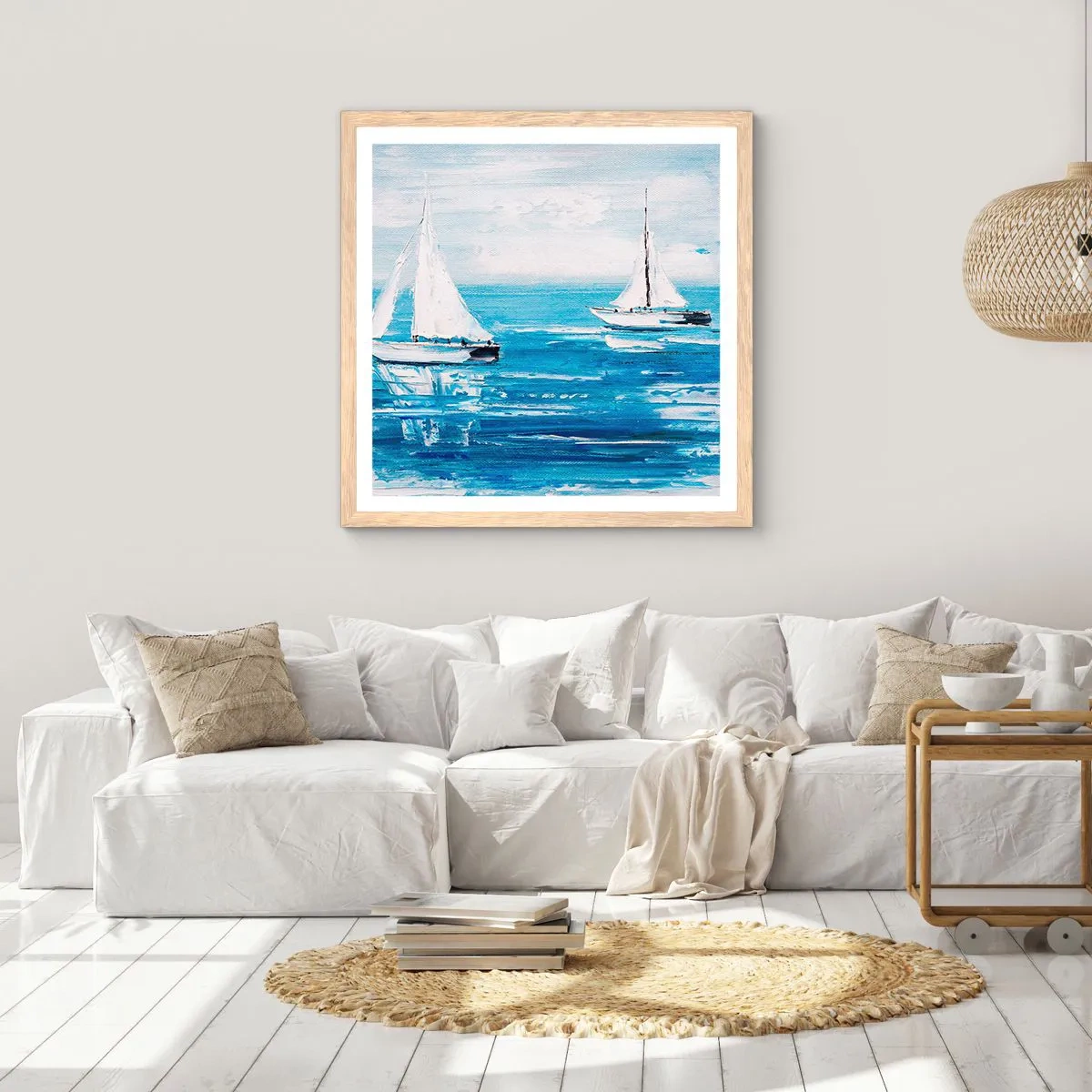 Plakat i ramme af lyst egetræ - Med en ven ved din side - 40x40 cm