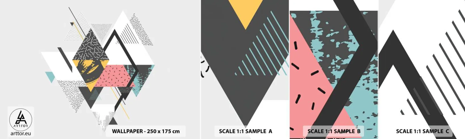 Fototapet Prøve Standard Eco - Variation af trekanter og rhomber - Abstraktion, Stykke, Trekanter - 100x30 cm