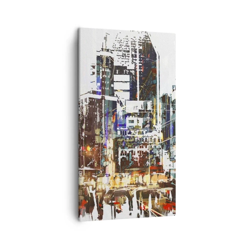 Lærredstryk - Billede på lærred - Flimrende by - 45x80 cm