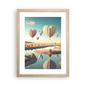 Plakat i ramme af lyst egetræ - Kærlighed lader dig svæve - 30x40 cm