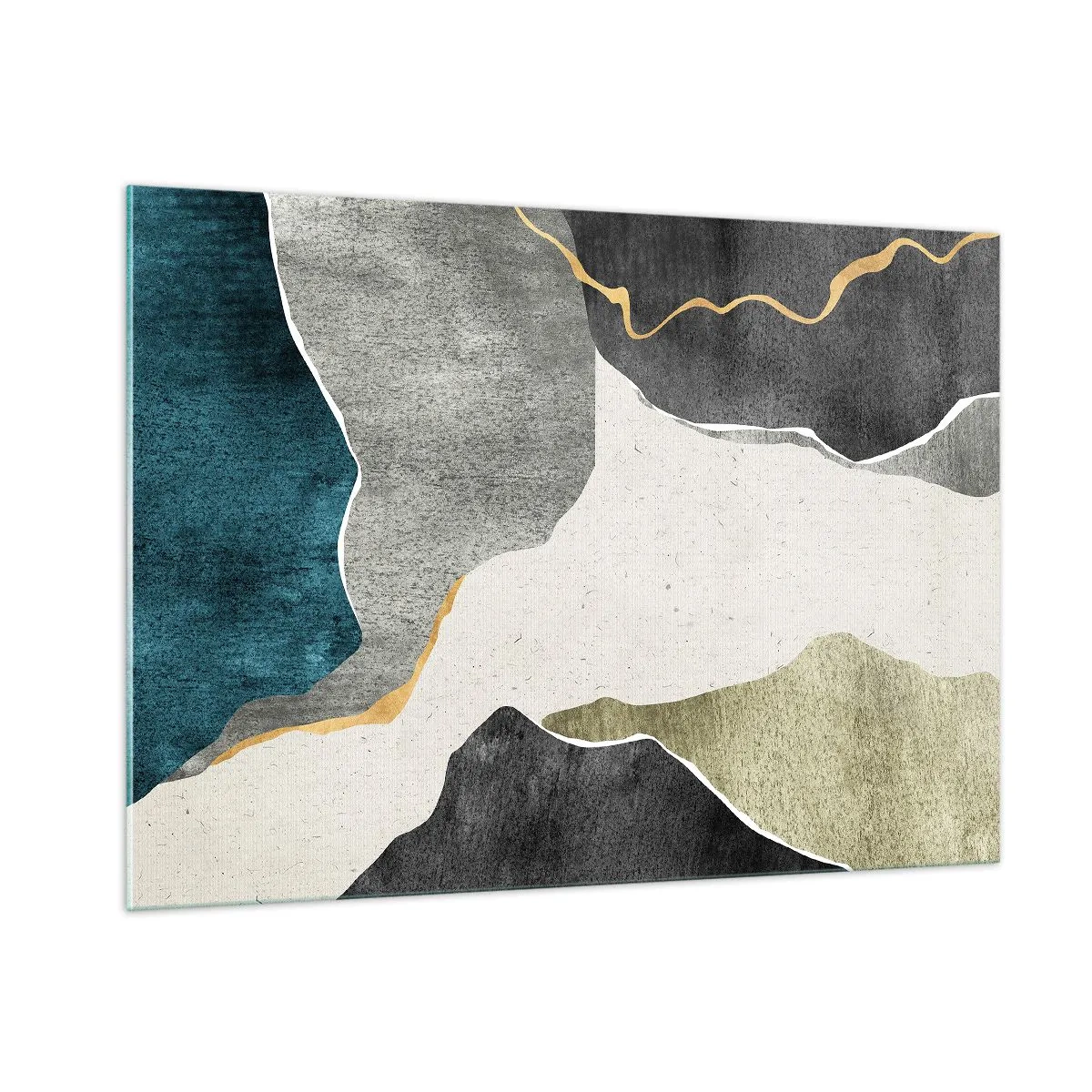 Billede på glas - Mosaikkomposition med en streng af guld - 100x70 cm