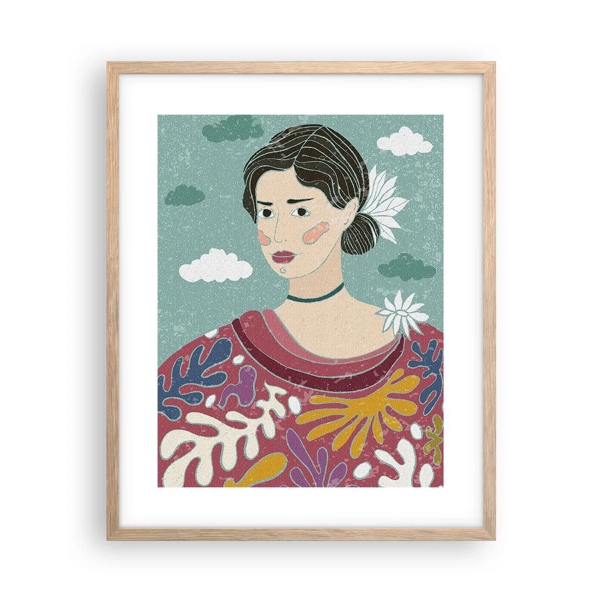 Plakat i ramme af lyst egetræ - Med melankoli i dit blik - 40x50 cm