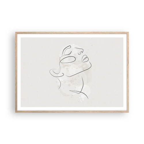 Plakat i ramme af lyst egetræ - Skitse af drømmen - 100x70 cm