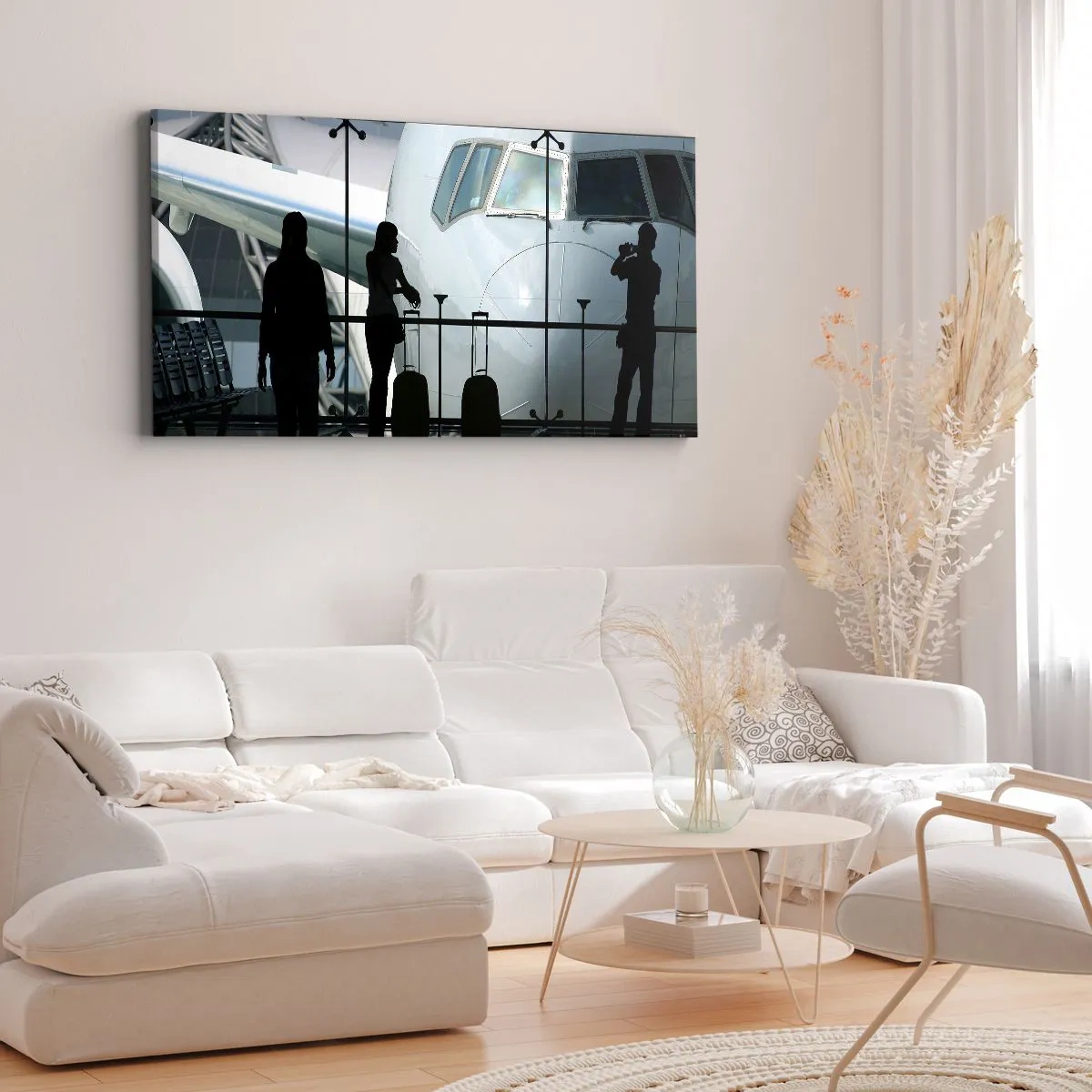 Lærredstryk - Billede på lærred - Vis a vis i lufthavnen - 160x50 cm