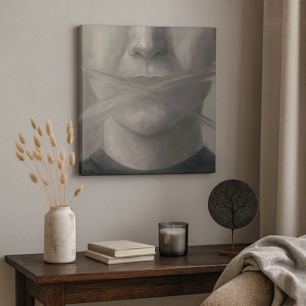 Lærredstryk - Billede på lærred - Ikke et ord - 30x30 cm