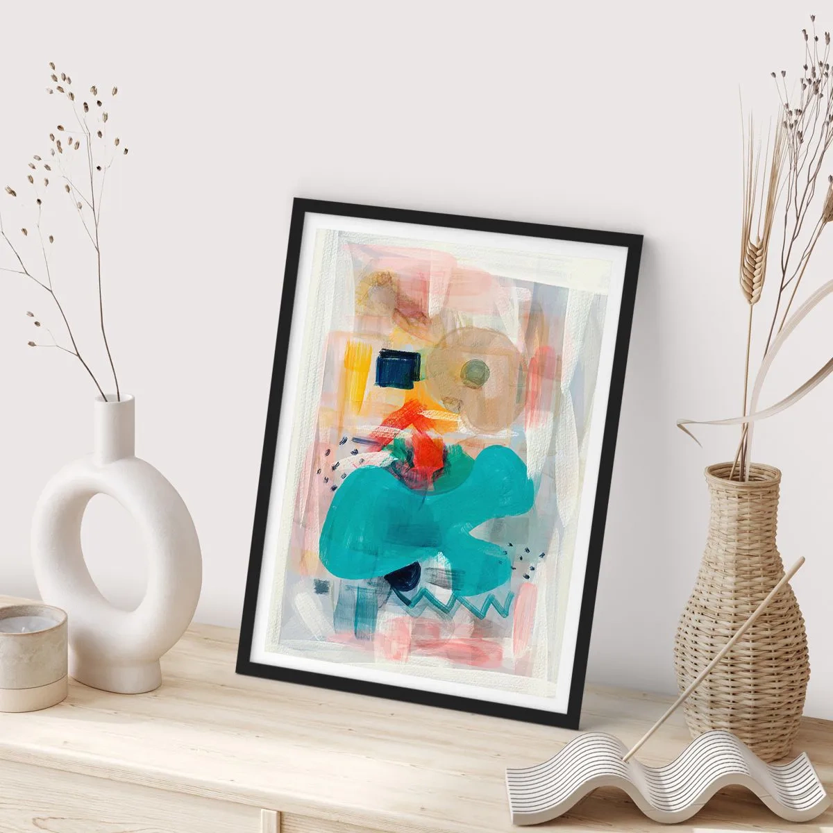 Plakat i sort ramme - Et farverigt spil - 40x50 cm