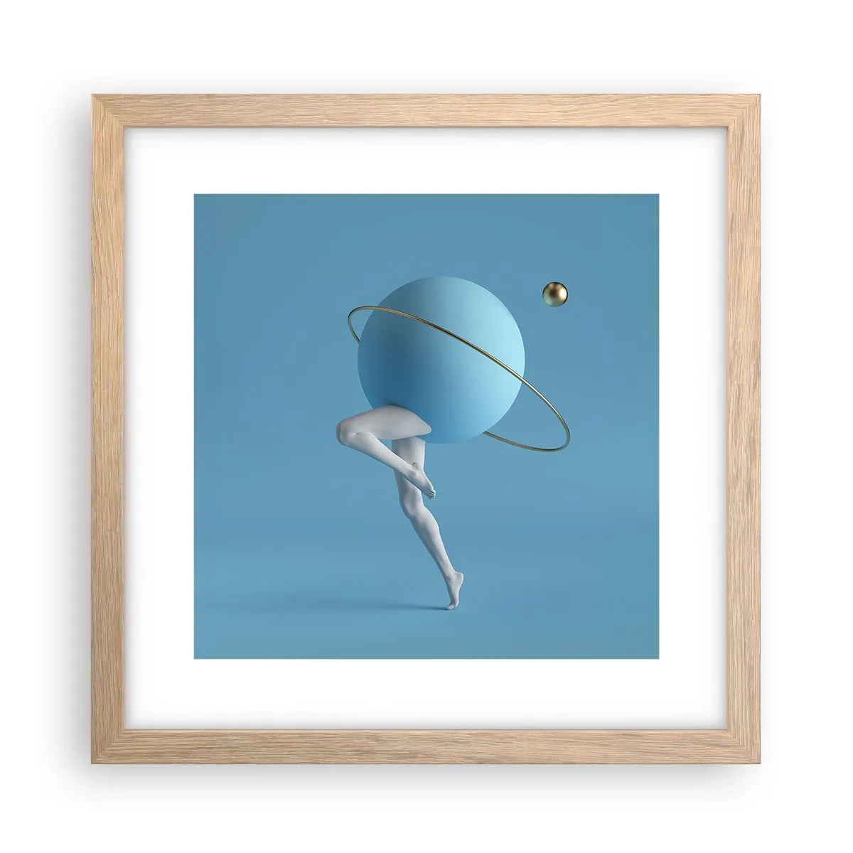 Plakat i ramme af lyst egetræ - Og planeterne går amok - 30x30 cm