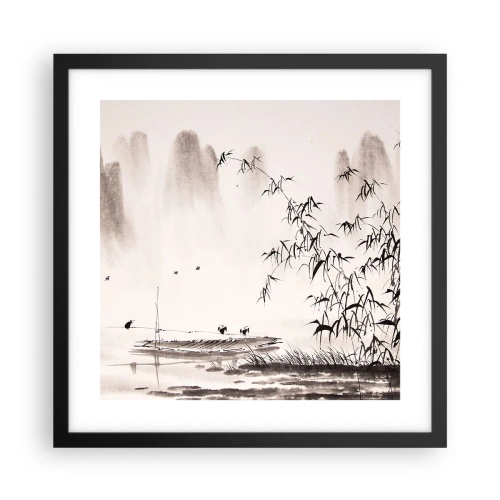 Plakat i sort ramme - Stilhed i rismarkerne - 40x40 cm