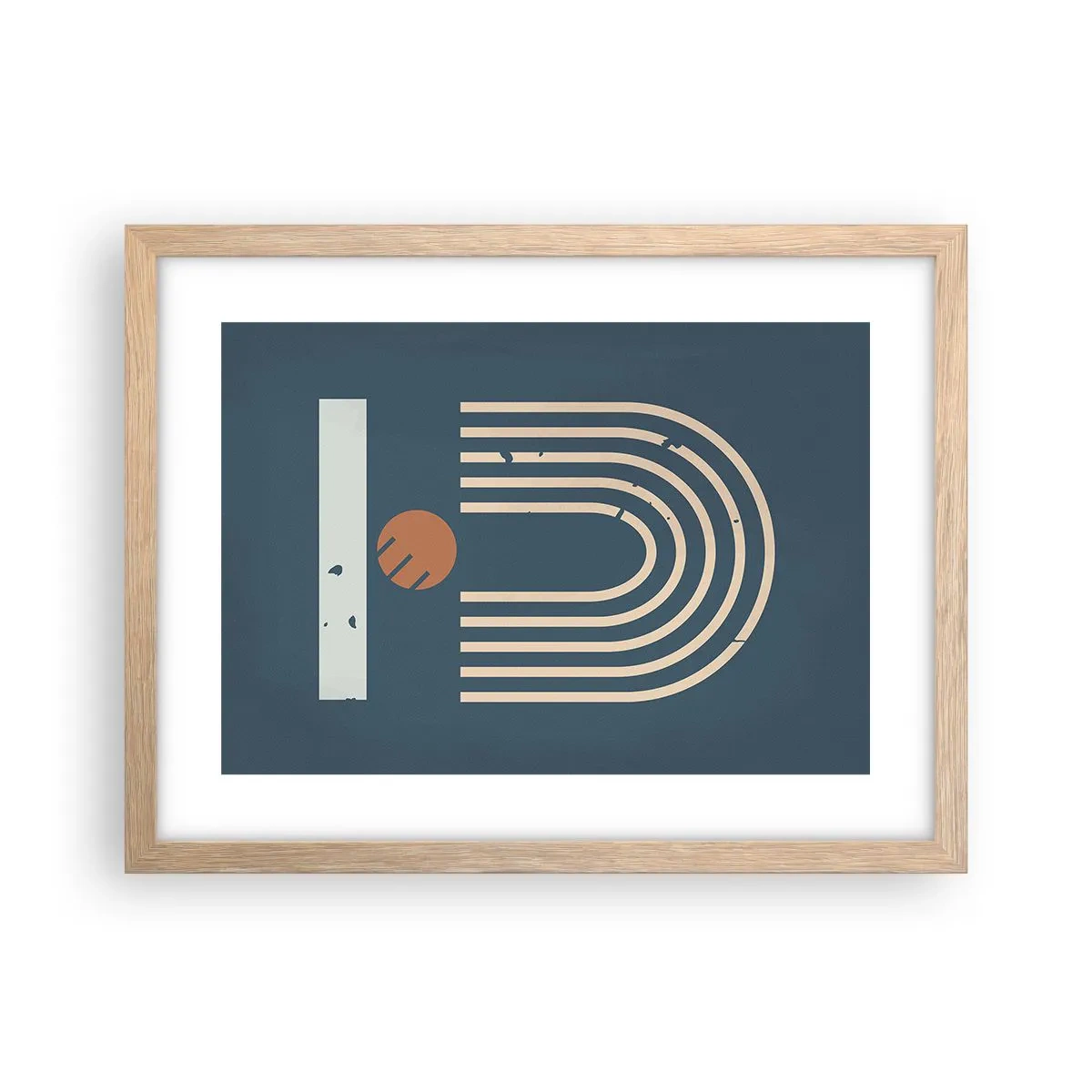 Plakat i ramme af lyst egetræ - Geometri på granatæble - 40x30 cm