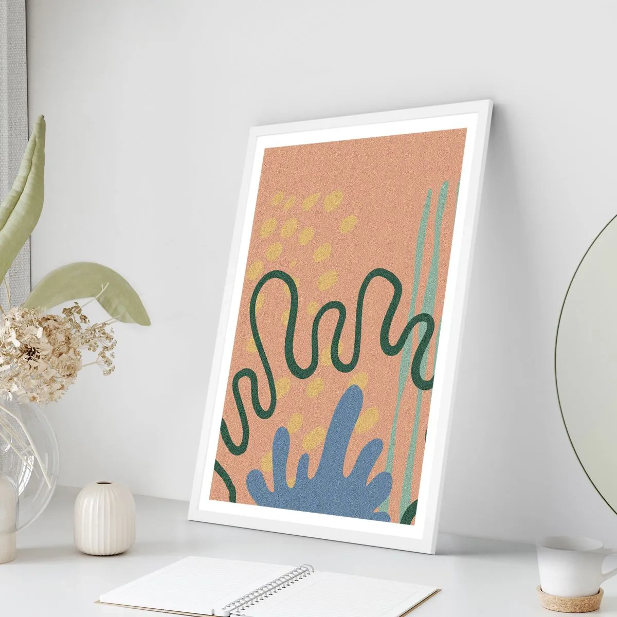 Plakat i hvid ramme - Abstraktion: naturens mangfoldighed - 40x50 cm