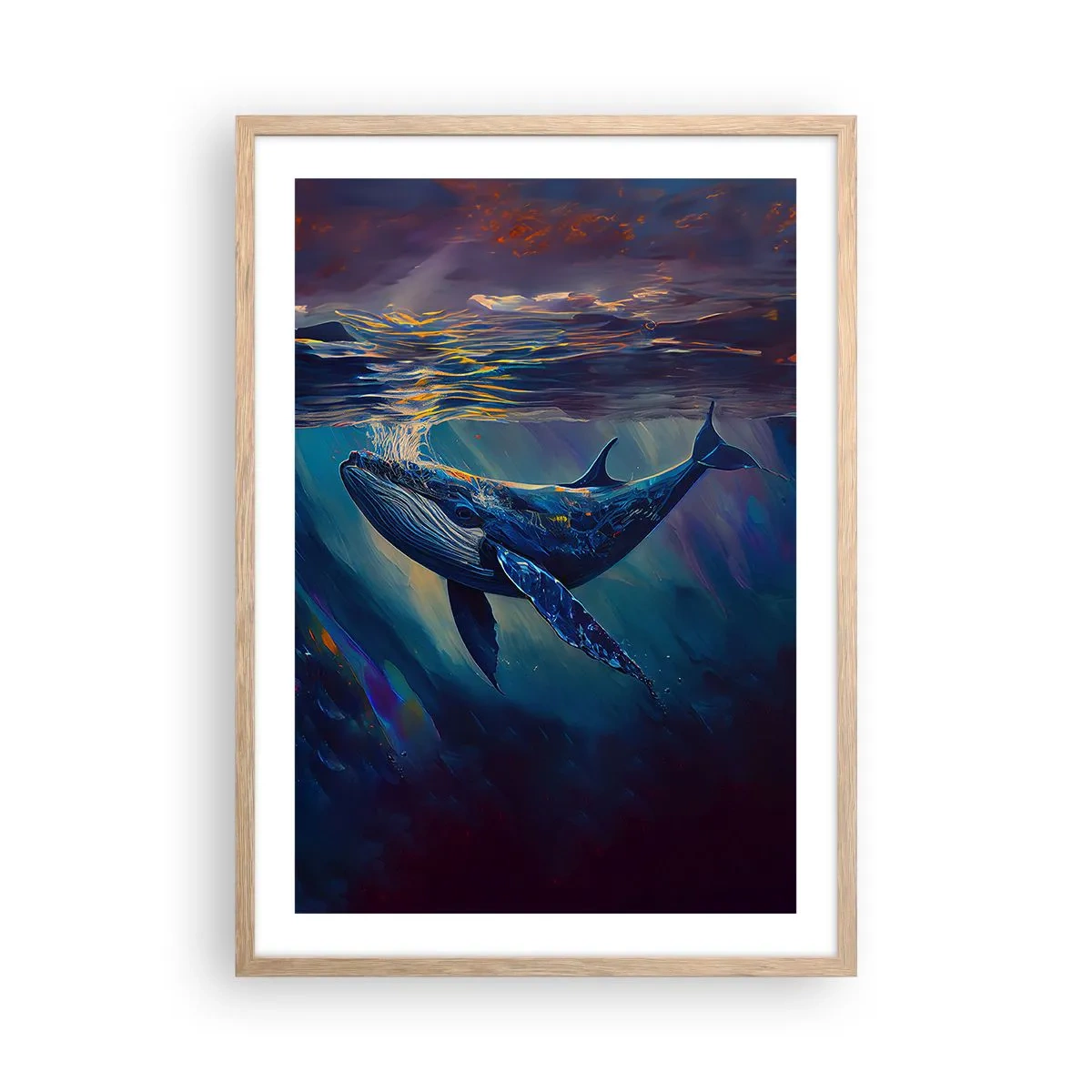 Plakat i ramme af lyst egetræ - Velkommen til min verden - 50x70 cm