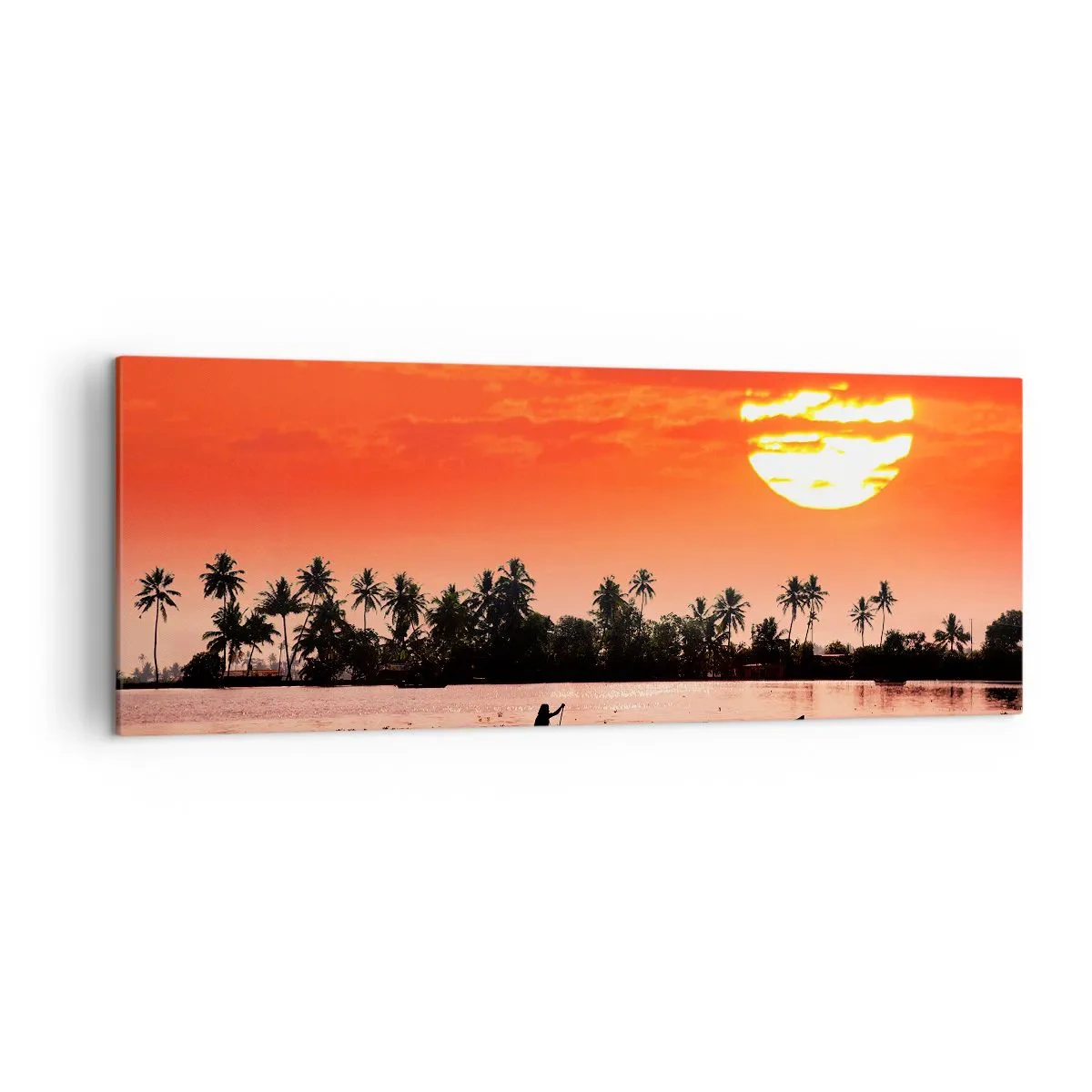 Lærredstryk - Billede på lærred - Tropernes ro ved solnedgang - 140x50 cm