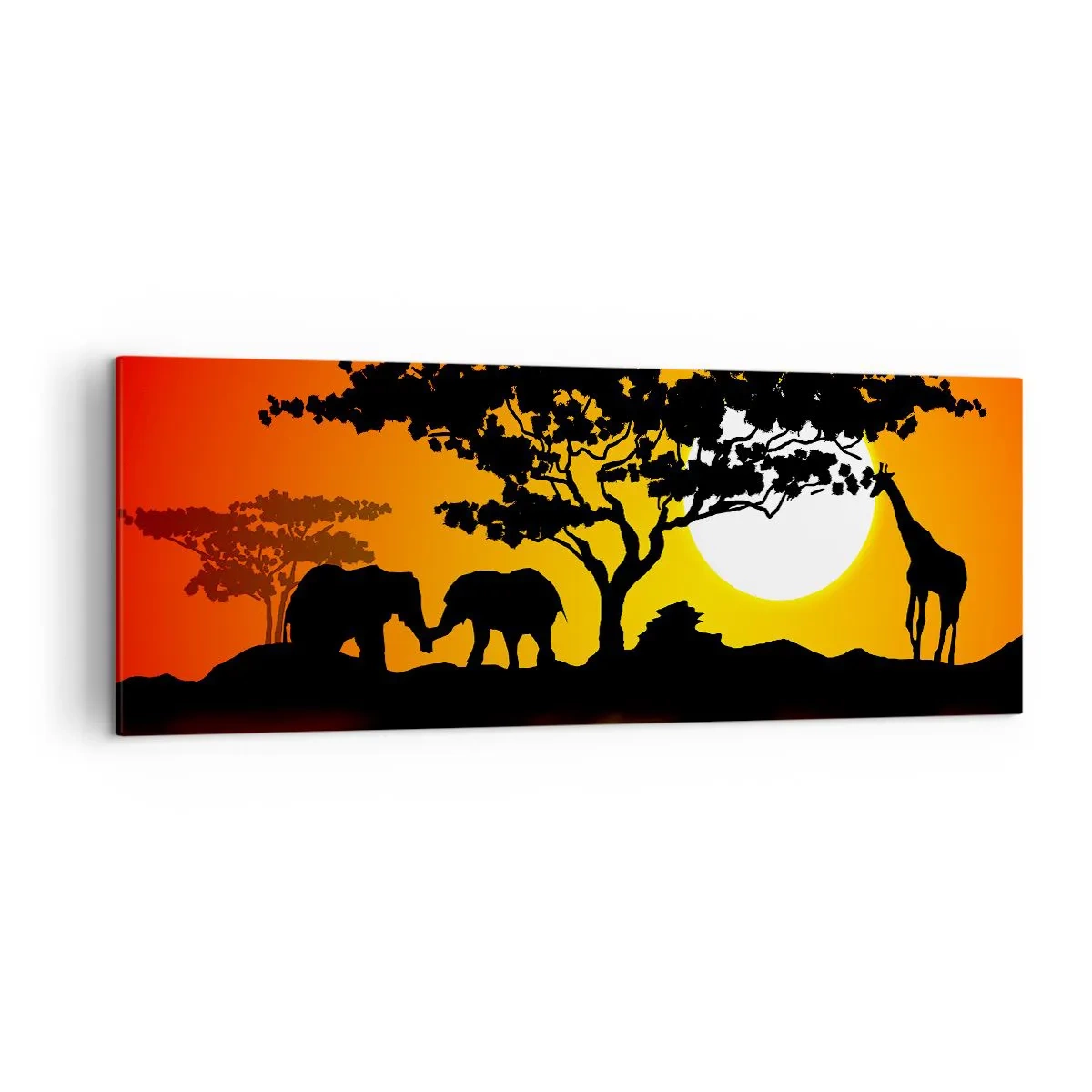 Lærredstryk - Billede på lærred - Møde på savannen - 140x50 cm