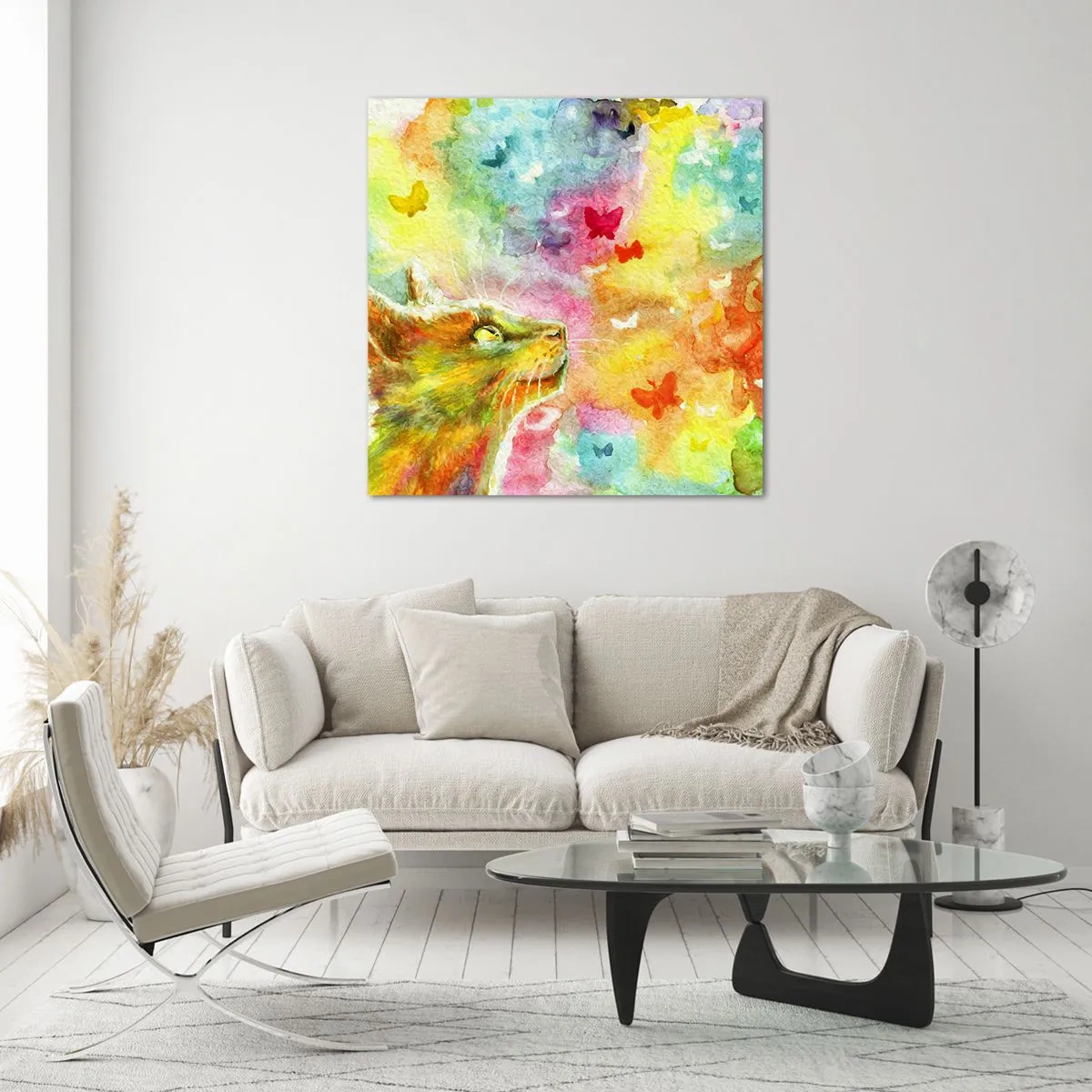 Billede på glas - Kattens høje himmel - 30x30 cm