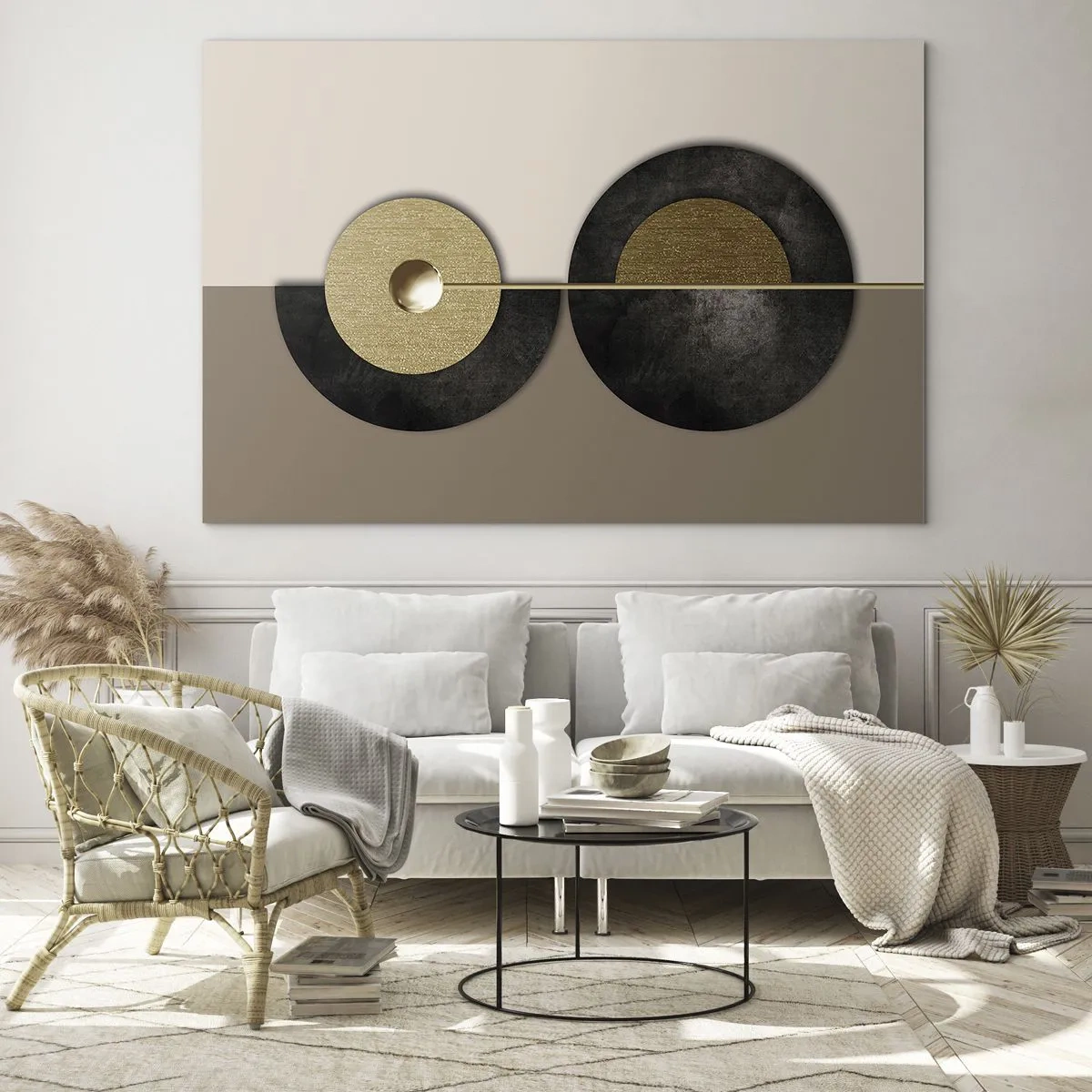 Billede på glas - Variationer omkring en cirkel - 120x80 cm