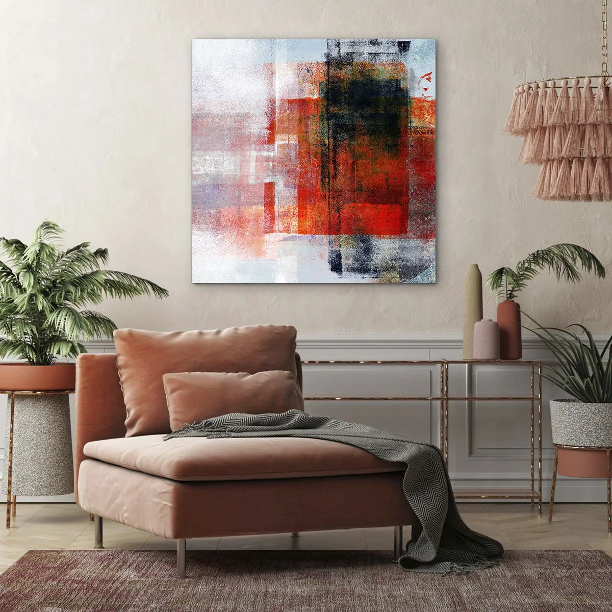 Lærredstryk - Billede på lærred - Glødende komposition - 70x70 cm