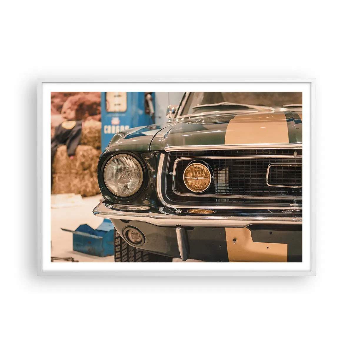 Plakat i hvid ramme - Møde med en legende - 100x70 cm