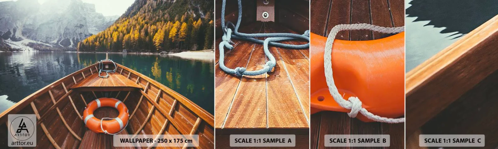 Prøve Fototapet Selvklæbende Deluxe Sticker - Bjergtur - Landskab, Bjerge, Alperne - 100x30 cm