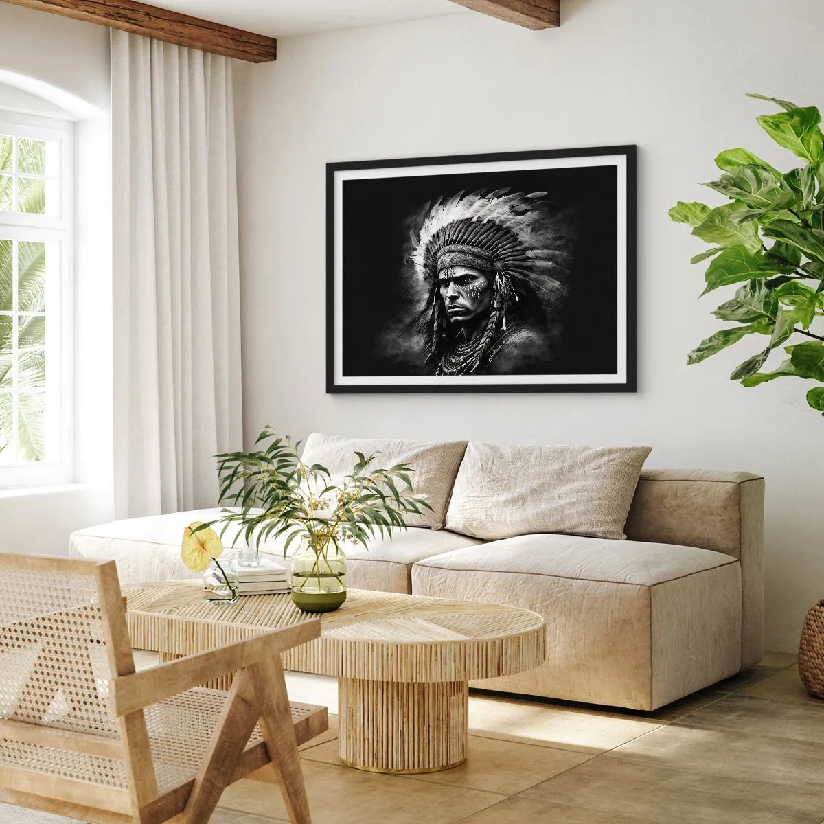 Plakat i sort ramme - Leder og kriger - 70x50 cm