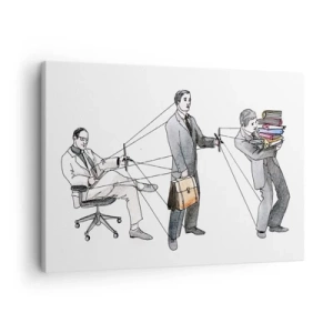 Lærredstryk - Billede på lærred - En illustration, der viser, at folk bliver kontrolleret som marionetter. - 70x50cm - Enhver har sin herre - Moderne vægdekoration til stue og soveværelse ARTTOR