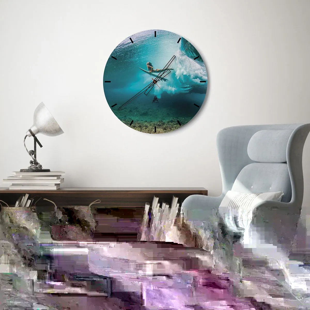 Vægur, Uret - Undervandsverden - 40x40 cm