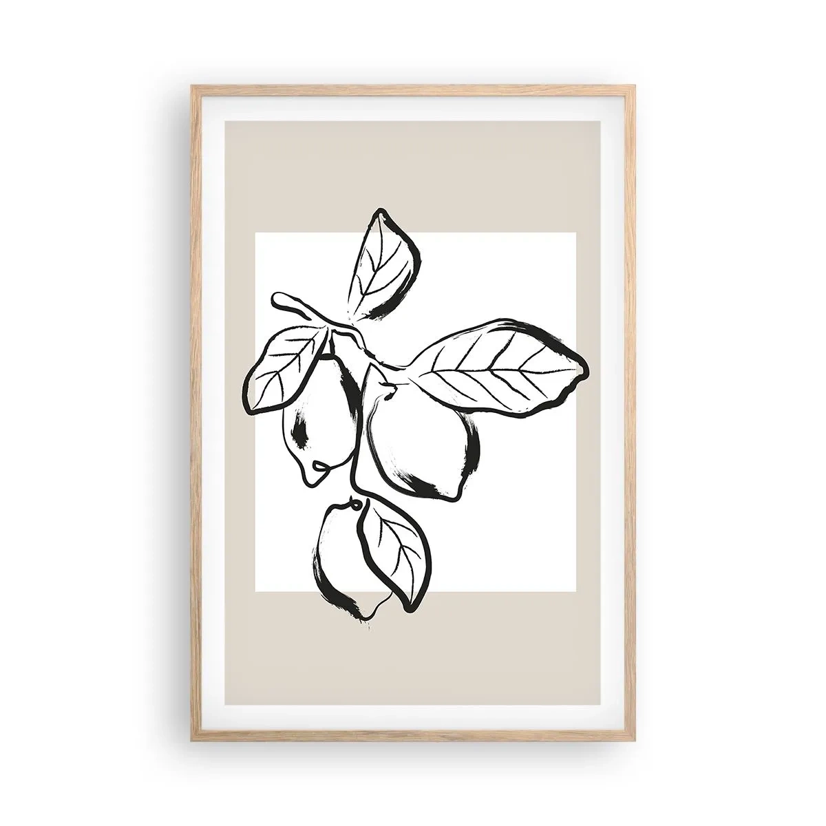 Plakat i ramme af lyst egetræ - Hvor citronen modner... - 61x91 cm