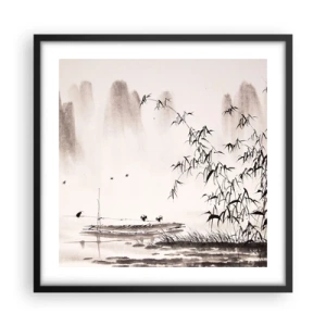 Plakat i sort ramme - Stilhed i rismarkerne - 50x50 cm