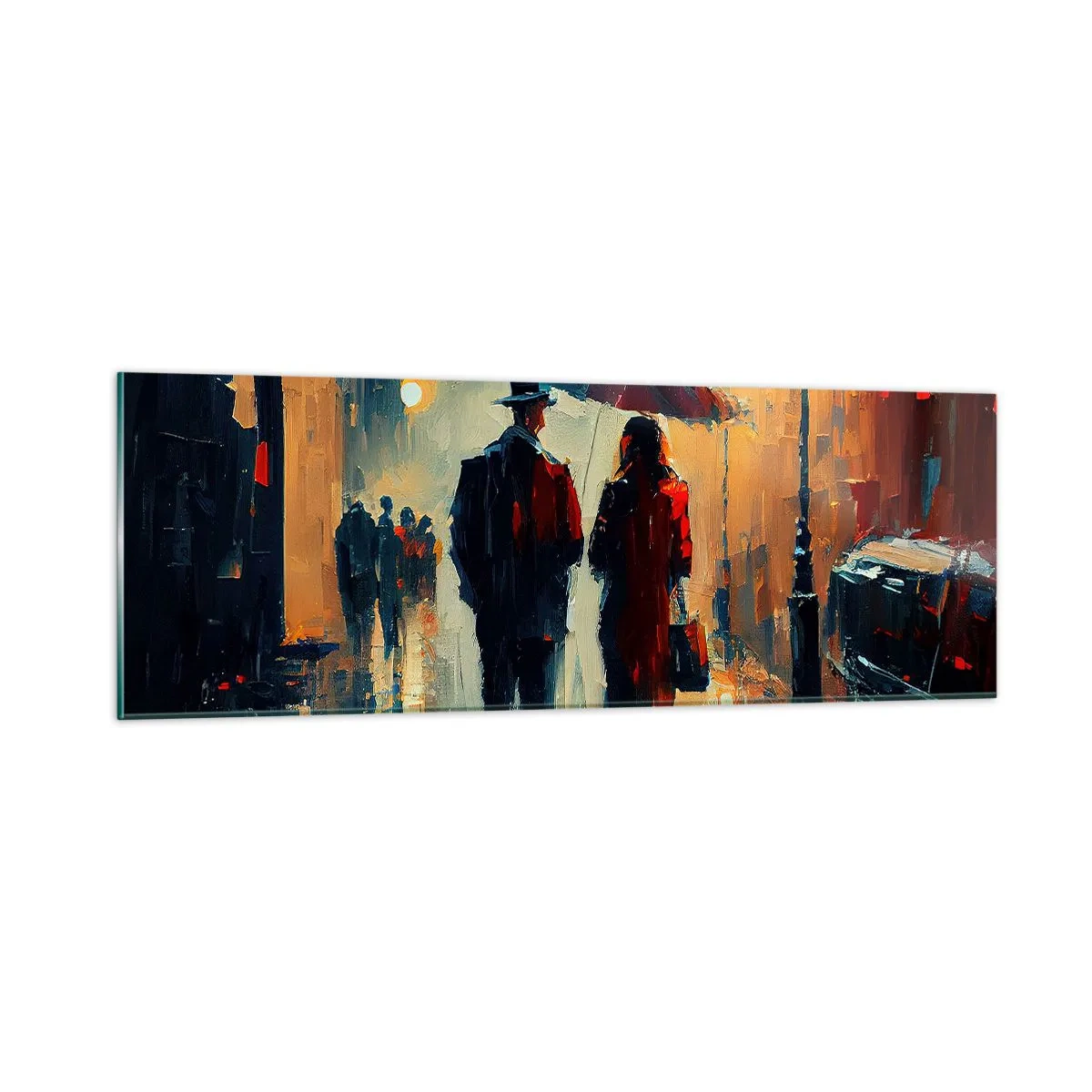 Billede på glas - Urban kærlighedshistorie - 90x30 cm