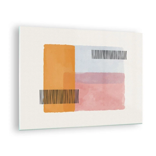 Billede på glas - Abstrakte rektangler med linjer i minimalistisk stil - 70x50cm - Fra hjørne til hjørne - Moderne vægdekoration til stue og soveværelse ARTTOR