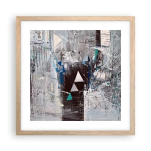 Plakat i ramme af lyst egetræ - Overordnet rækkefølge af trekanter - 40x40 cm