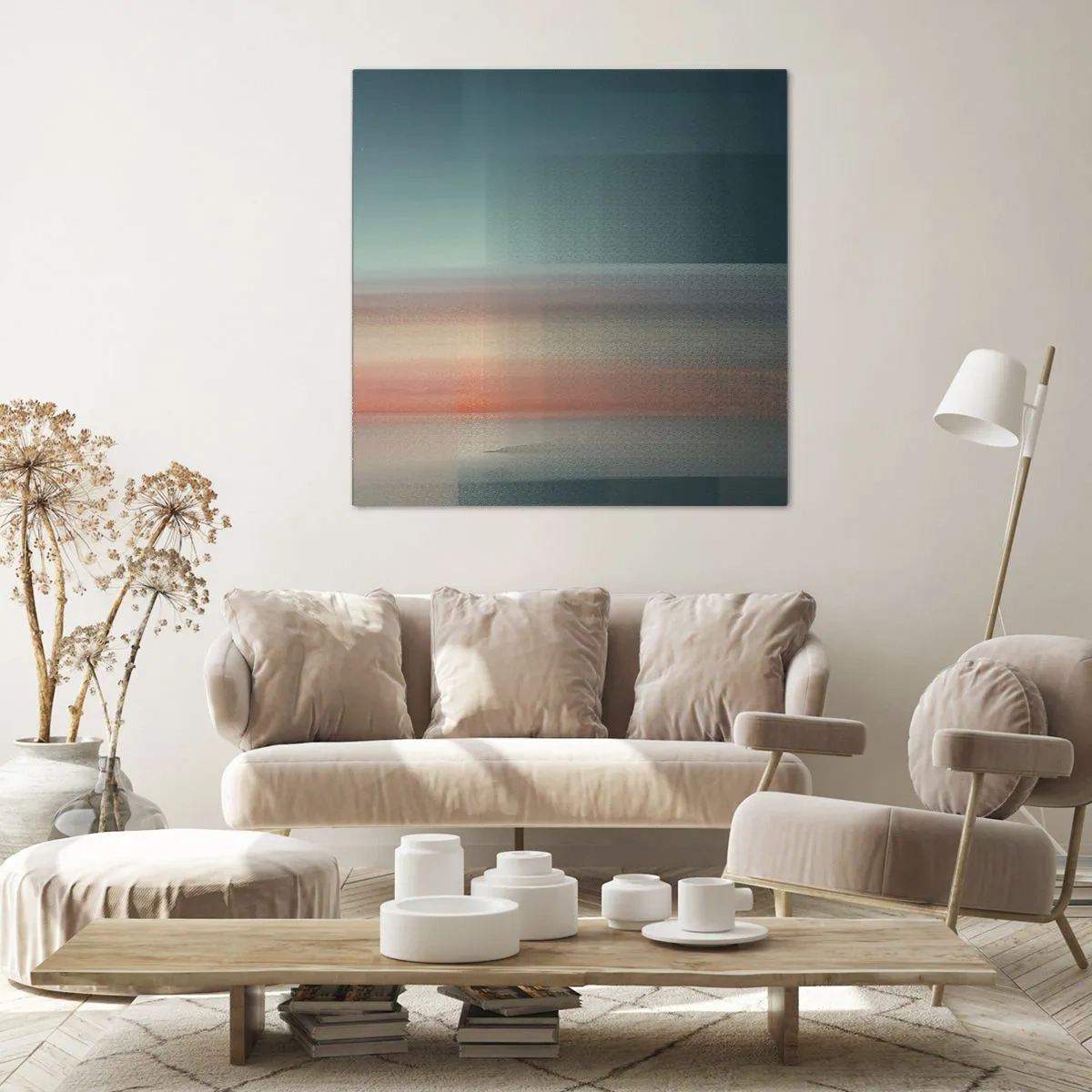 Lærredstryk - Billede på lærred - Abstraktion: bølger af lys - 60x60 cm