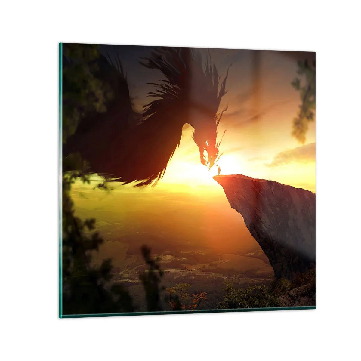 Billede på glas - Dragedræber - 70x70 cm