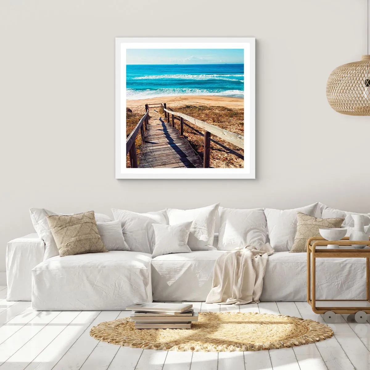 Plakat i hvid ramme - Løb! - 50x50 cm