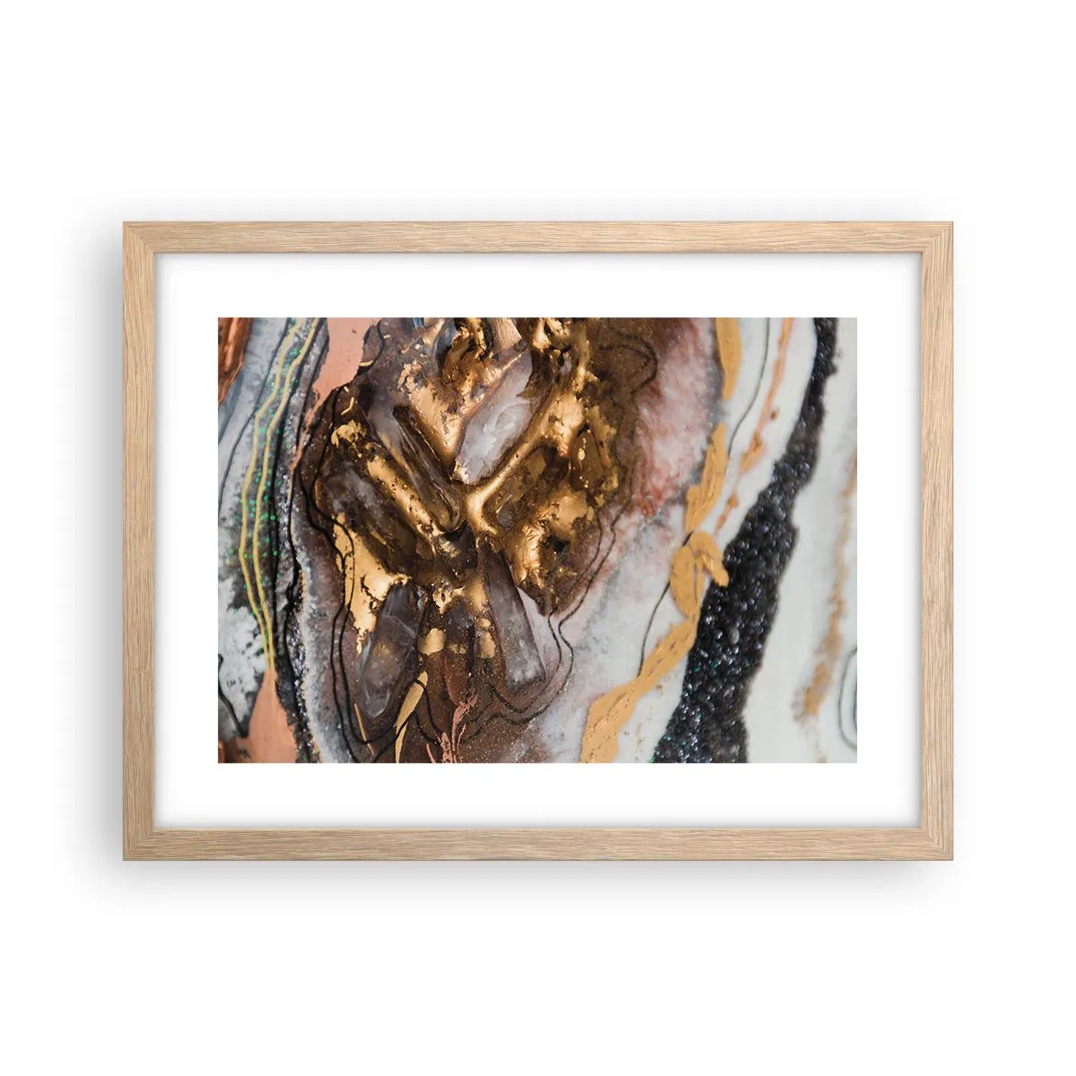 Plakat i ramme af lyst egetræ - Jord element - 40x30 cm