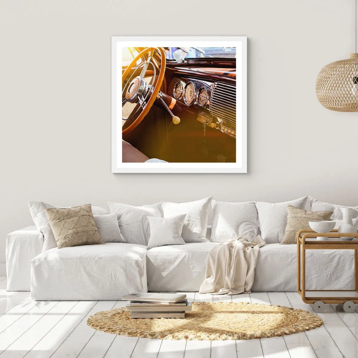 Plakat i hvid ramme - Et pust af luksus fra fortiden - 60x60 cm