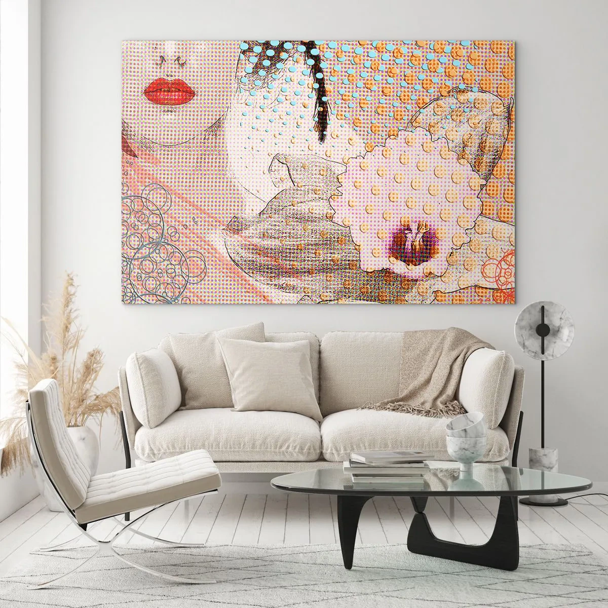 Billede på glas - Tegneserieheroin - 120x80 cm