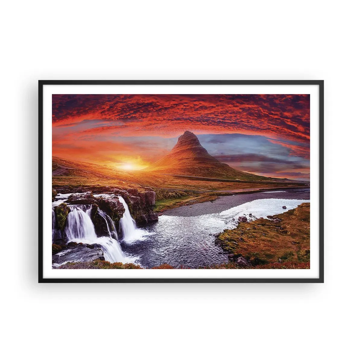 Plakat i sort ramme - En udsigt over Midgård - 100x70 cm