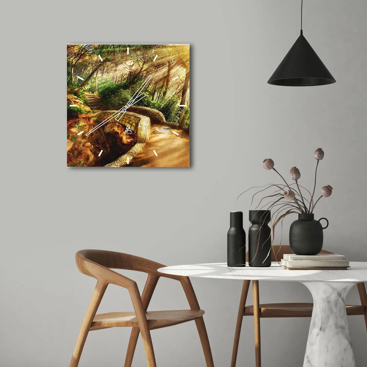 Vægur, Uret - Lige fra broen og ind i eventyrskoven - 40x40 cm