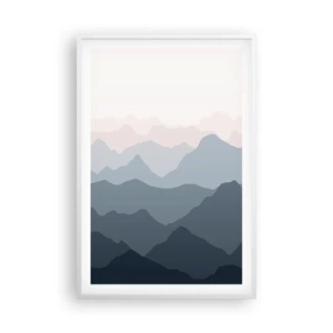 Plakat i hvid ramme - Bølger af bjerge - 61x91 cm