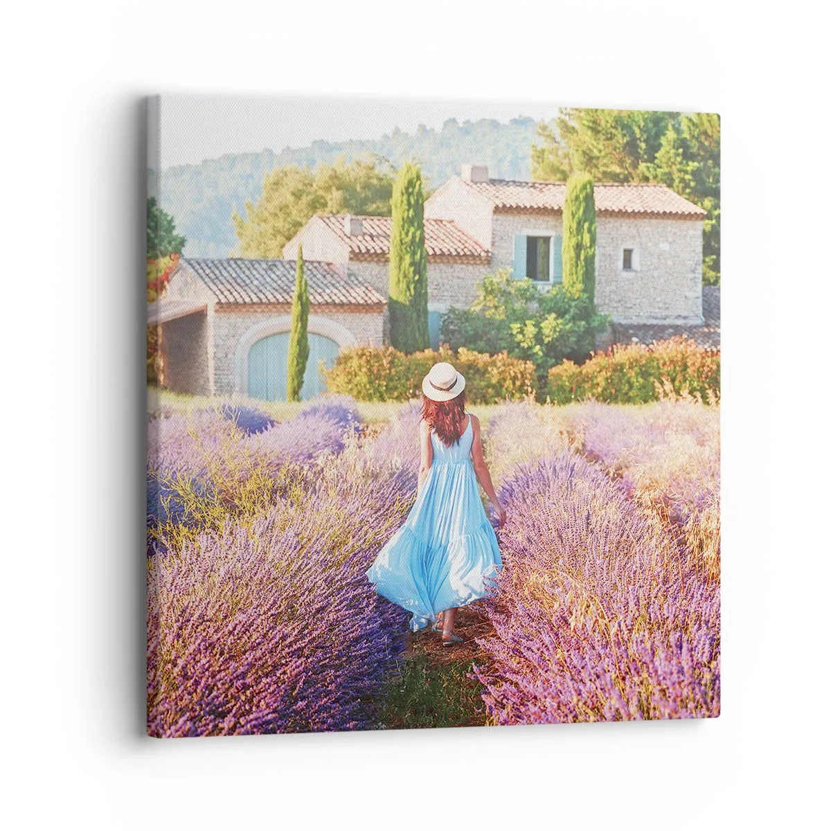 Lærredstryk - Billede på lærred - Lavendel pige - 30x30 cm