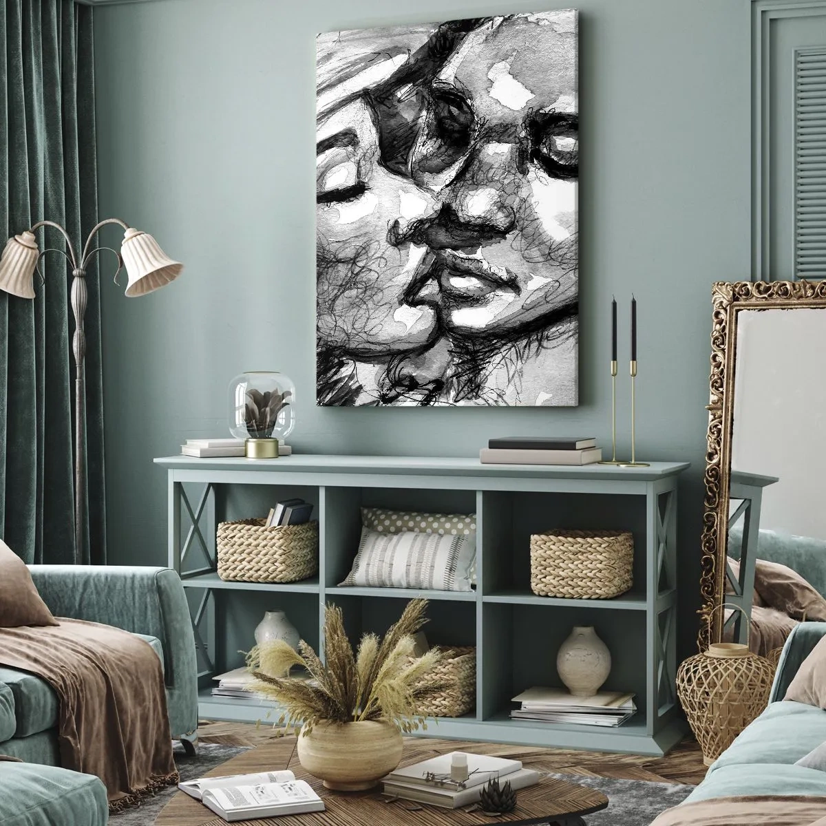 Lærredstryk - Billede på lærred - Et ømt øjeblik - 80x120 cm