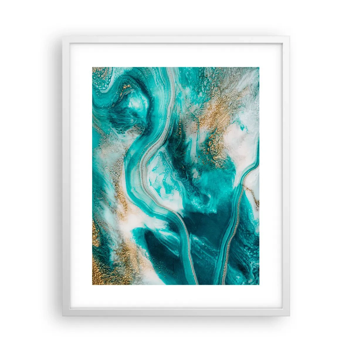 Plakat i hvid ramme - Flod af guld - 40x50 cm